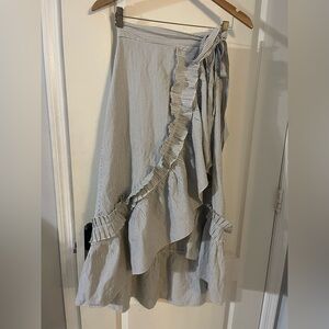 Listicle Asymmetrical Striped Ruffle Skirt in Black and White